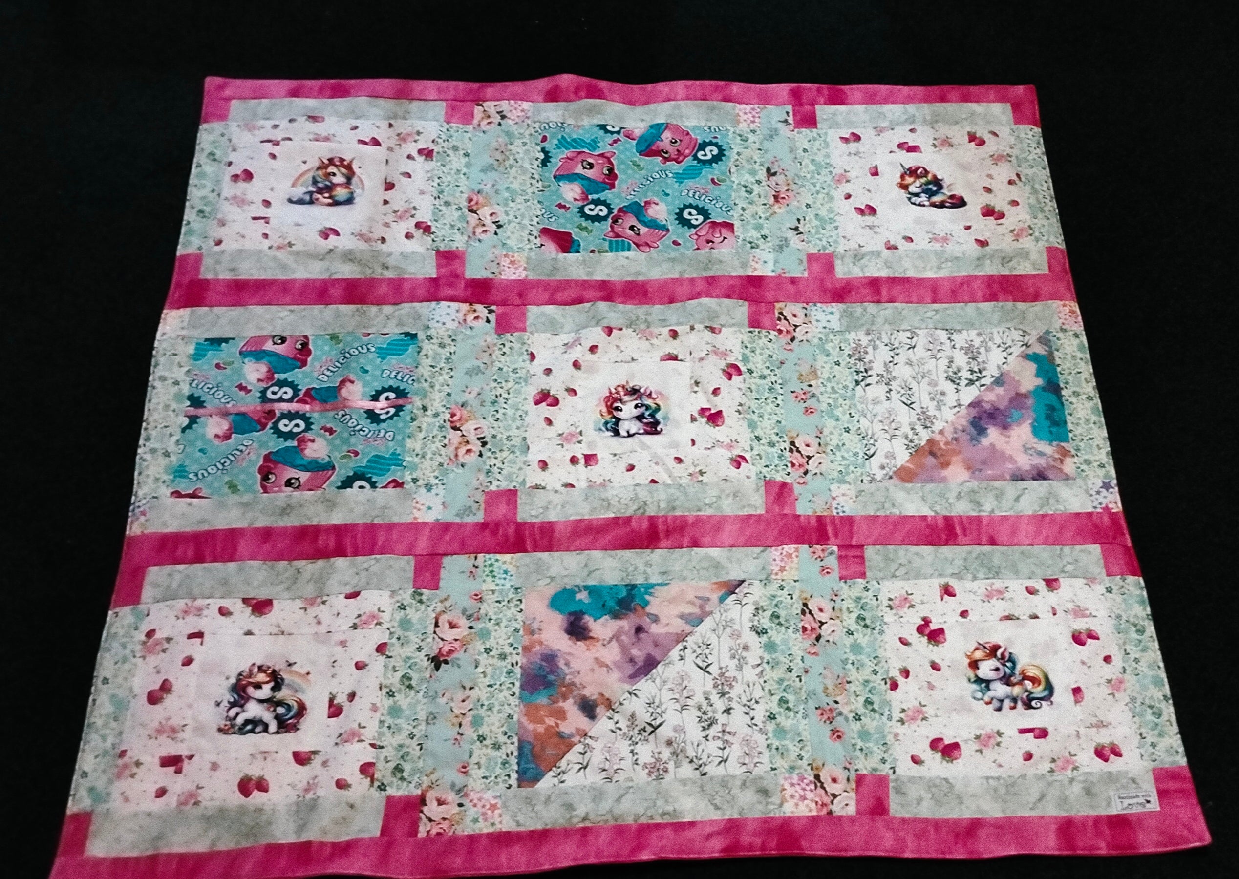 Pink Unicorn Knee Quilt – Handmade from Fabric Remnants