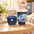 Reusable Cup Sleeves Blue with spot lining